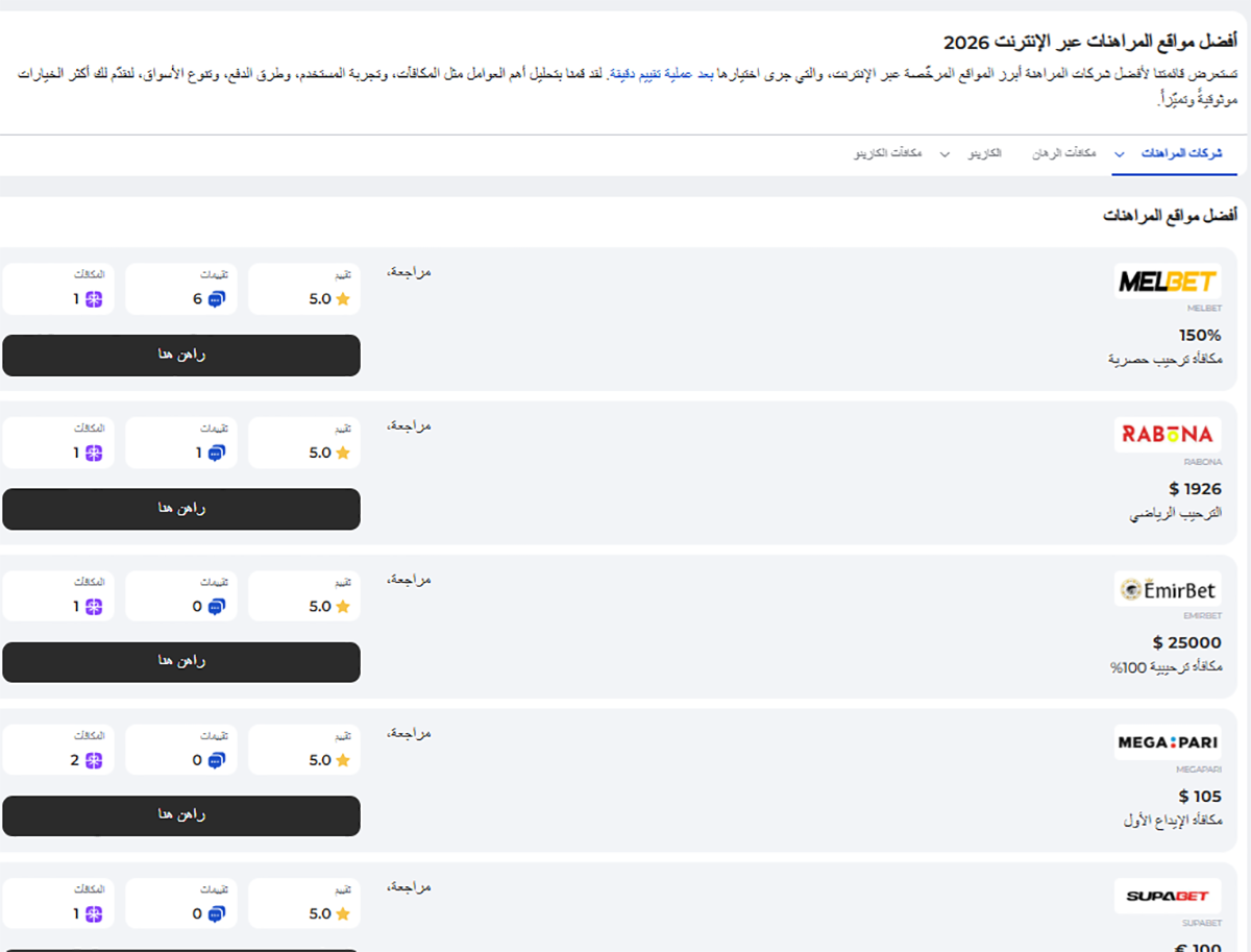 أفضل مواقع المراهنات الرياضية